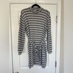 Topshop Mockneck Striped Dress